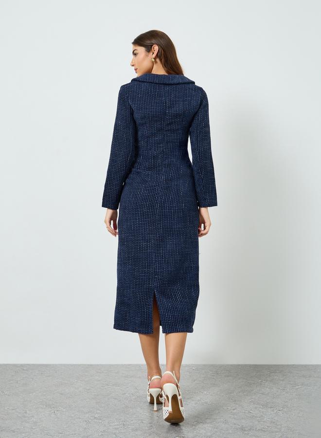 ستايلي فستان طويل شيث من التويد للنساء - Image 4